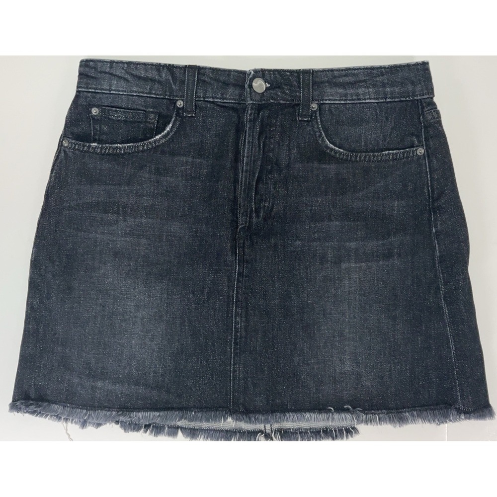 NWT Joe's Jeans Black Denim Cut Off Button Fly High Rise Mini Skirt 29" X 16"
